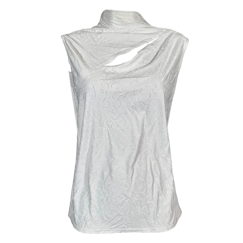 NWT Jamie Sadock Golf Tank Top Women's Large White Mock Neck Preppy Edgy Unique